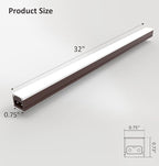 Under Cabinet Lighting Plug in, 32 Inch 1 Pc, Linkable AC120V 3CCT 3000K/4000K/5000K Ultra Slim, LED Under Cabinet Lights for Counter Light, Kitchen, Shelf, Sink, Workshop, Desk, Bronze