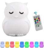 Owl Night Light for Kids, Rechargeable LED Bedside Lamp for Children, 9 Changing Color Silicone Nursery Lamp for Breastfeeding, Eyes Caring, Tap Adjustable Brightness & Colors