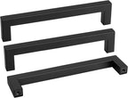 goldenwarm 100 Pack 7-1/2 Inch Black Cabinet Handles Matte Black Drawer Pulls Stainless Steel Cabinets Hardware Square Bar Modern for Kitchen Bathroom Cupboard