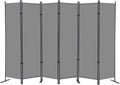 RANTILA 6 Panel Room Divider, 6 FT Folding Privacy Screen with Wide Feet, Freestanding Partition for Room Separation, Portable Room Divider Panel, 133" W x 71" H, Grey