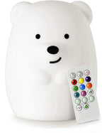 Large Bear Night Light for Kids, Silicone nightlights Bedside Table Lamps Baby Bedroom Lighting Nursery Children's Bed Lights - Eye Caring, Adjustable Brightness & Color, Time Setting - Large