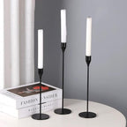 Denique Candlestick Holders 2 Sets, 6 PCS Matte Black Taper Candle Holders, Candlestick Holders Set for Table Centerpiece Vintage Modern Candle Holders for Home Wedding Decoration