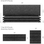 Vänt Upholstered Wall Panels - King/Cal King Size Wall Mounted Headboards - Weave Prestige - Twin/King - Set of 4 Panels (Each Individual Panel 39"x11.5")