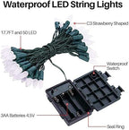 Battery Operated String Lights - 18ft 50 LED C3 String Lights Christmas Lights Battery Powered String Lights for Indoor Outdoor Christmas Tree Wreath Party Decoration, Waterproof, Warm White 2 Pack