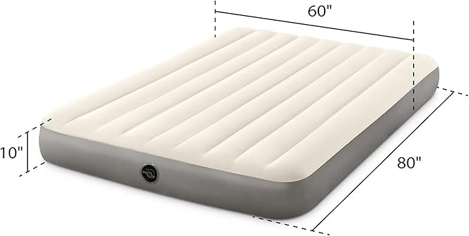 Intex Dura-Beam Standard Air Mattress, Queen, Fiber-Tech | 10in Height | 600lb Capacity | Pump Sold Separately | Pack of 3