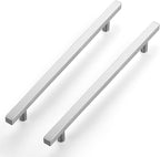 Ravinte Brushed Nickel Cabinet Handles 5 Pack 8-4/5 inch Satin Nickel Square Cabinet Pulls Silver Hardware for Kitchen Cabinets 11-3/10 inch Overall Length Stainless Steel Drawer Pulls