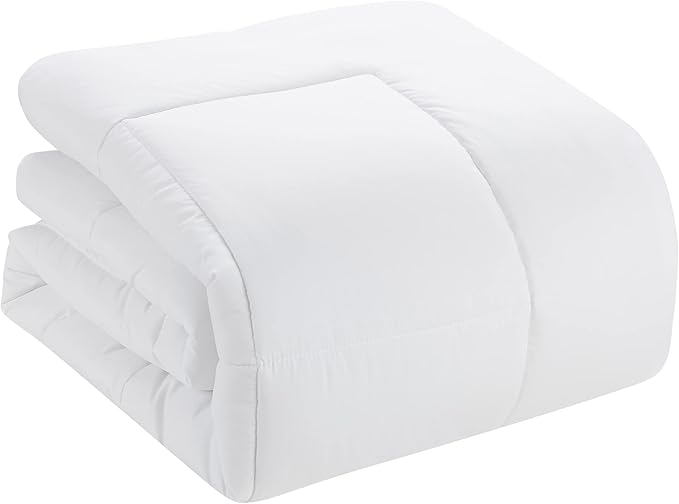 Sweet Home Collection 5 Piece Comforter Set Bag Solid Color All Season Soft Down Alternative Blanket & Luxurious Microfiber Bed Sheets, White, Twin XL