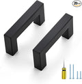 Ravinte 20 Pack Black Cabinet Pulls 2-1/2 Inch Square Kitchen Cabinet Handles Matte Black Kitchen Hardware for Drawer Pulls Drawer Handles Come with Screwdriver