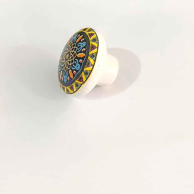 HUAMULAN 15 Pack Boheimian Retro Ceramic Knobs Vintage Dresser Button Shape Mushroom Boho Kitchen Petal Cabinet Pulls Cupboard Wardrobe Drawer Door Handles Glossy