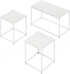 Furinno CAMNUS Living Room Tables Set of 3, Coffee Table with 2 End Tables, Side Tables, for Living Room, White