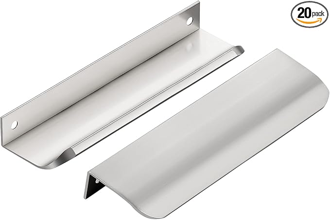 Ravinte Hardware 20 Pack Silver Cabinet Handles, 5.9 Inch (150mm) Finger Edge Pulls, 5 Inch Hole Center, Finger Pulls for Cabinets