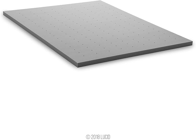 Lucid 2 Inch Ventilated Bamboo Charcoal Memory Foam Mattress Topper, CertiPUR-US Certified, Moisture and Odor Control-King