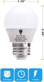 8 Pack BlueX 3W G14 LED Light Bulb 5000K Daylight - 25W Equivalent - E26 Base 120V - Small Night Light Bulbs for Bedroom, Ceiling Fan, Table Lamp, Kitchen, Pendant Fixtures, Dinning Room