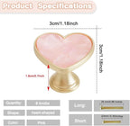 6 Pcs Brass Knobs Drawer Pulls Handles Heart-Shaped Gold Cabinet knobs, Suitable for Bathroom Drawer Kitchen Door Pulls Handles Heart-Shaped Handles (Pink)