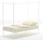 Weehom Twin Canopy Bed Frame with Headboard and Footboard, 4 Posters Metal Bed Frame, No Box Spring Needed, Mattress Foundation Platform Bed for Kids and Adults, White