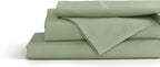 Linen Home 100% Cotton Percale Sheets Twin XL Size, Sage, Deep Pocket, 3 Pieces Set - 1 Flat, 1 Deep Pocket Fitted Sheet and 1 Pillowcase, Crisp Cool and Strong Bed Linen