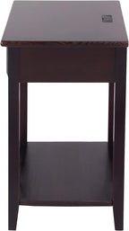 Casual Home Owl Night Stand with USB Port Charging Station and Drawer, 17.5"W x 14.25"D x 24.5"H, Espresso