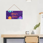 Personalized Outer Space Sign Universe Theme Art Décor For Kids Room Custom Name Door Wall Decor, Stars Floral Nursery Art Plate For Girls Room Boys Bedroom