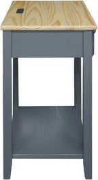 Casual Home Owl Night Stand with USB Port Charging Station and Drawer, 17.5" W x 14.25" D x 24.5" H, Natural Gray