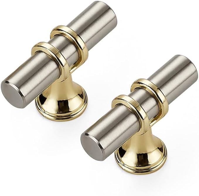 25 Pack Brushed Nickel Cabinet Knobs - Gold Kitchen Cabinet Knobs Cabinet Pulls for Kitchen Cabinet Drawer Stainless Steel Dresser Knobs for Cabinet Hardware 2in Length Single Hole