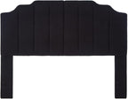 24KF Black Teddy Fabric Tufted for Queen Upholstered Headboard, Modern Vertical Channel Design Full Headboard with Stepped Silhouette Top Edge, 6026-Q-Teddy Black