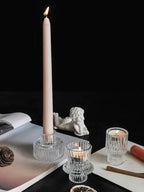 Vixdonos Glass Candlestick Holders Tealight Candle Holders for Table Centerpieces, Wedding Decor and Dinner Party (3 Pcs, Clear)