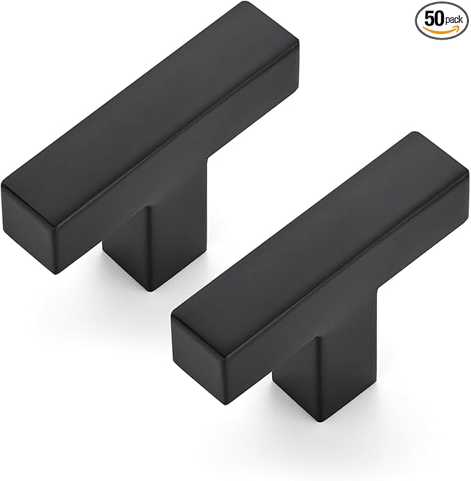 JOY DECOR 50 Pack Cabinet Knobs, Black Cabinet Handles, 2 Inch Kitchen Knobs, Single Hole Drawer Hardware for Dresser Drawers