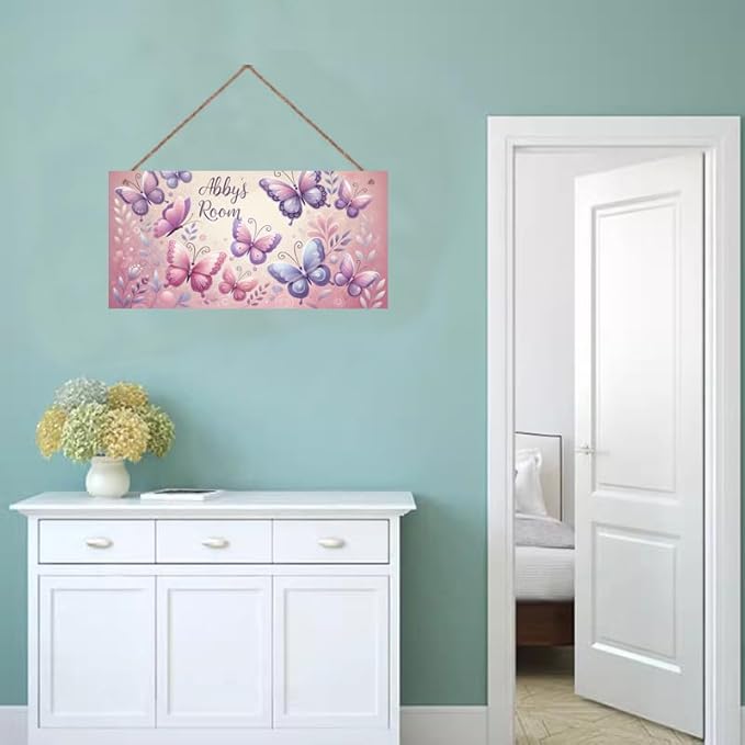 SLWEJQHA Personalized Vintage Butterfly Decor for Boys Room Pink Butterflies Theme Room Decor for Nursery,Wall Art Decor for Kids Room Gilrs Bedroom Office Garden Wall Decoration