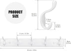 Wooden Coat Rack, Wall-Mounted Organizer for Closet, Entryway, Hallway, Foyer, Bedroom, Heavy Duty Double Hooks for Hanging Towels, Bags, Hats, Jackets, Key (White, 5 Hooks)