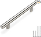 homdiy 96mm Cabinet Handles Drawer Pulls - HD201SN Cabinet Hardware Brushed Nickel Cabinet Pulls 100 Pack Modern Cupboard Handles for Kitchen Cabinets