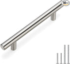 homdiy 50Pack Cabinet Handles Brushed Nickel Cabinet Pulls 3-3/4in Hole Center - HD201SN Kitchen Hardware for Cabinets Sliver Cabinet Hardware Pulls for Bathroom, Bedroom,Wardrobe