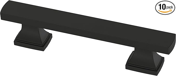 FRANKLIN BRASS Tiered Foot (10-Pack) Cabinet Handles 3" Hole Center Pulls | Matte Black Hardware Kitchen Door, Drawers, Dressers, Furniture P49572C-FB-B