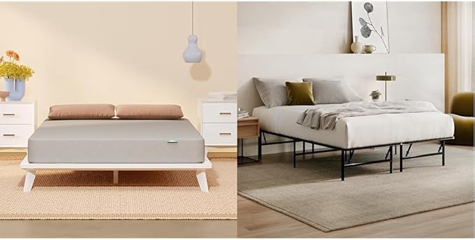 Siena 8” Cal King Mattress & Foldable Metal Platform Bed Frame - Medium Firm Memory Foam - 180 Night Mattress Trial - Premium Pressure Relieving Layers - Easy Tool Free Set Up - Holds Up To 800 Pounds