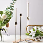 Denique Metal Gold Taper Candle Holder Set of 6 PCS for Table Centerpiece, Gold Candlestick Holders for Home Decor, Wedding, Dining, Party, Fits 3/4 inch Thick Candle&Led Candles