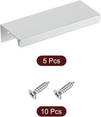 uxcell Cabinet Finger Edge Pull, 5pcs 80mm / 3.15" Aluminum Alloy Back Mount Hidden Cabinet Pulls Concealed Handle for Home Kitchen Drawer Cabinet, Silver
