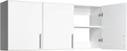 Prepac Elite 54" Wall Cabinet, White Storage Cabinet with 2 Adjustable Shelves, Storage for Pantry, Kitchen and Bathroom 12" D x 54" W x 24" H