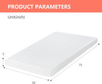 FDW | 5 Inch Twin Mattress | Medium Firm | Gel Memory Foam Mattress | White | Bed in a Box, CertiPUR-US Certified | Pressure Relief, Cooling Ventilated Foam | Washable Removable Cover