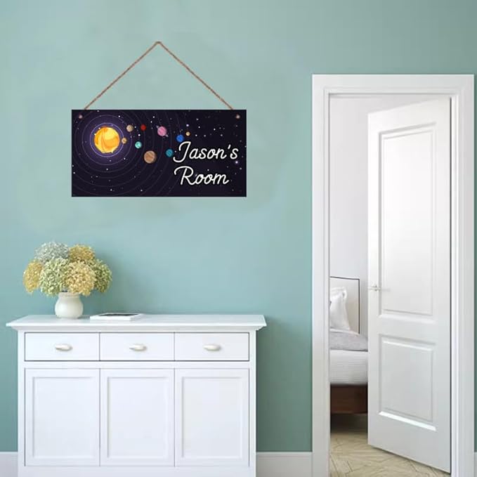 Personalized Sign Outer Space Room Décor For Little Man Cave, Space Art Print Solar System Wall Art Decor For Nursery Kids Room Decorations, Planets Picture Posters For Boys Bedroom
