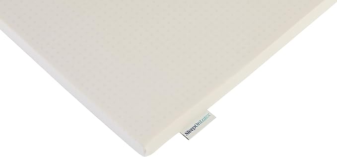 Pure Green Natural Latex Mattress Topper w/Jersey Cover - Medium Firmness - 3 Inch - Twin XL Size (GOTS Certified Organic)