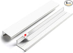 5 Pack 8 inch self Adhesive Cabinet pulls Adhesive Cabinet Handles Drawer pulls Warm White Stick on Finger pulls Concealed Finger pulls for cabinets Seam Handles Edge Flat
