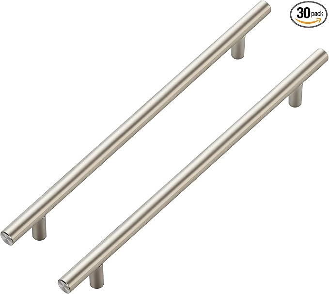 JOY DECOR 30 Pack Cabinet Handles, Brushed Nickel Cabinet Pulls, 8-3/4 in Hole Center Kitchen Cabinet Handles, Stainless Steel T Bar Handles for Dresser Drawers