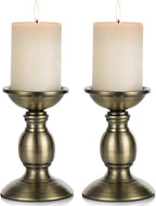 2 Pcs Bronze Iron Pillar Candle Holders, Most Ideal for 3" Pillar Candle, Gifts for Wedding, Party, Home, Spa, Reiki, Votive Candle (2 x S)