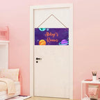 Personalized Outer Space Sign Universe Theme Art Décor For Kids Room Custom Name Door Wall Decor, Stars Floral Nursery Art Plate For Girls Room Boys Bedroom