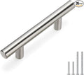 homdiy Cabinet Handles Brushed Nickel Drawer Handles 2-1/2in(64mm) Hole Center Modern Style Round Bar for Kitchen Cabinets 35Pack