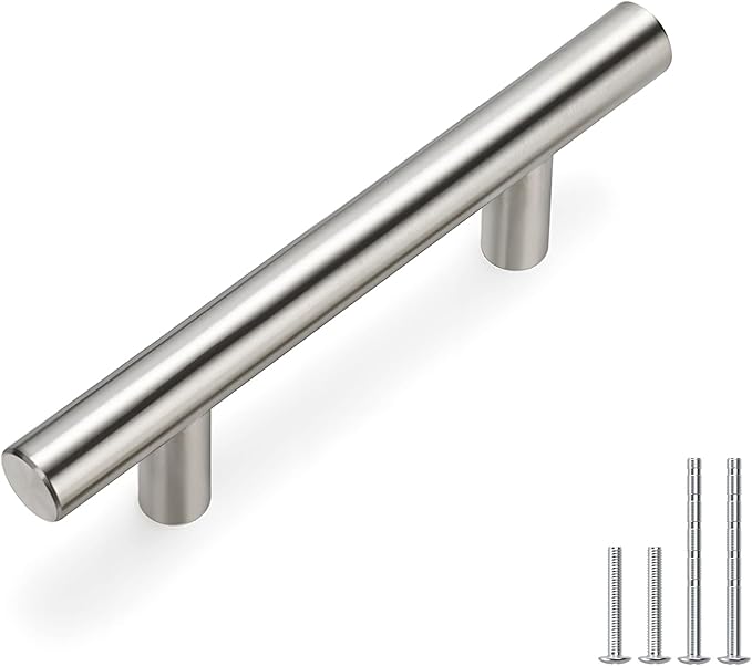Homdiy 2-1/2 Inch Brushed Nickel Kitchen Cabinet Handles - 400 Pack Square Pulls Hardware for Cabinets, Cupboards