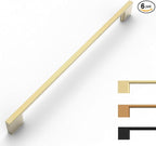 6 Pack Brushed Gold Cabinet Handles 12.5 Inch - Kitchen Hardware, Wardrobe Pulls, Brass Dresser Pulls for Cabinets