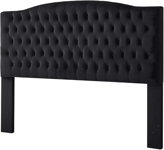 24KF Upholstered Tufted Button Velvet Headboard,Comfortable Fashional Headboard King/CA King Size,Black
