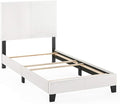 Furinno FB19821TWH Pessac PU Leather Upholstered Platform, Twin, White