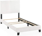 Furinno FB19821TWH Pessac PU Leather Upholstered Platform, Twin, White