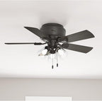 Hunter 42 inch Indoor Ceiling Fan with LED Lights and Pull Chain - Low Profile Mount Ceiling Fan, 5 Blades, For Bedroom, Living Room, or Kitchen, Quiet - Crestfield 52153, Noble Bronze